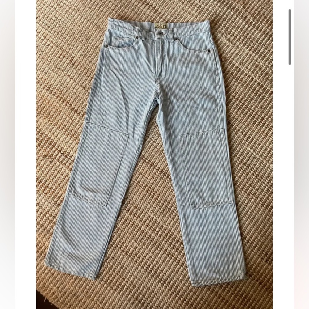 Hey gang knee patch hickory stripe jeans